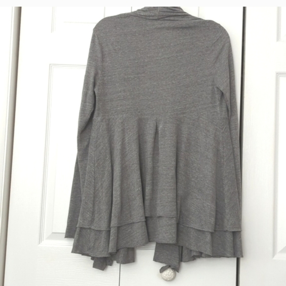~FLUXUS~ FUNKY GREY BIAS WRAP LAYERED OPEN FRONT CARDIGAN-XXL - Picture 5 of 9